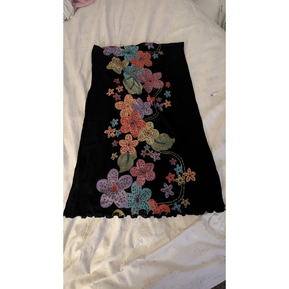 Vintage SPACE AGE Wool Blend Scarf 73\" X 22\"Made Korea Floral Multicolor...